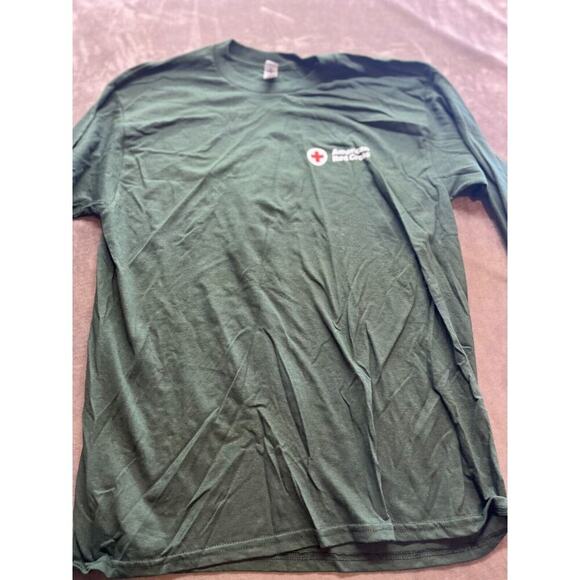 American Red Cross Field Service T-shirt Yeti Donate Size Large Green Fitted USA - Picture 1 of 5